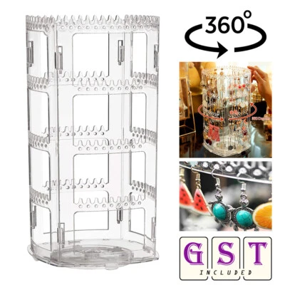 $13.10 • Buy 360 Rotating Earring Holder Jewellery Display Stand Storage Rack Organizer Case