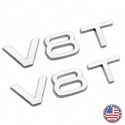 $19.99 • Buy 2x Audi OEM Chrome V8T Side Fender Marker Letter Badge Emblem Badge Logo Sport 