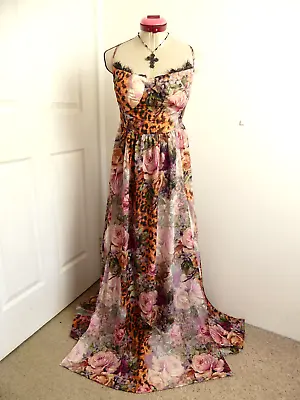 $60 • Buy MISSGUIDED Pink Floral Maxi DRESS Size 14 NEW NWT Cocktail Party Spring Racing