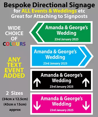 £9.99 • Buy Personalised Name Any Event Wedding Etc Rigid Foamex Direction Arrow Road Sign