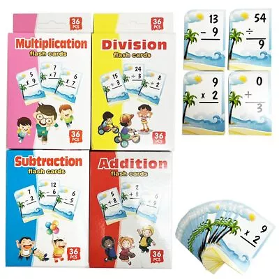 Set 4 Math Flash Cards Addition Subtraction Multiplication Division Child Learn • $15.10