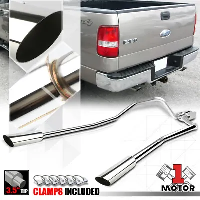 SS Dual Muffler 3.5  Angle Cut Tip Catback Exhaust For 04-08 Ford F150 4.6/5.4 • $206.98