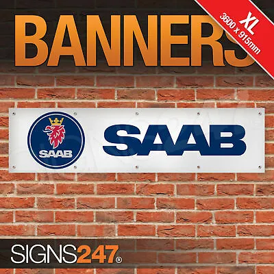 SAAB Garage Workshop Banner EXTRA LARGE PVC Sign Display Motorsport • $62.35