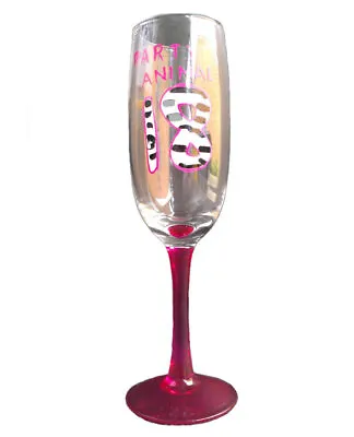 18th Birthday Flute Champagne Glass Party Animal Glassware Pink Painted Artwork • £11.25
