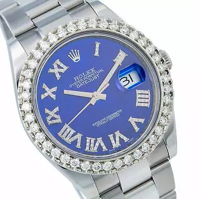 Rolex Datejust Ii 116300 41mm Blue Diamond Dial And Diamond Bezel With 3.25 Ct • $13000