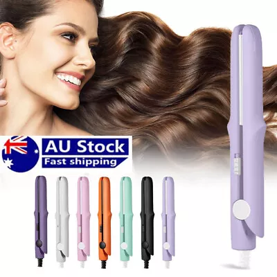 2 In 1 Ceramic Mini Hair Curler Portable Straightener Tourmaline Iron Heating AU • $9.99