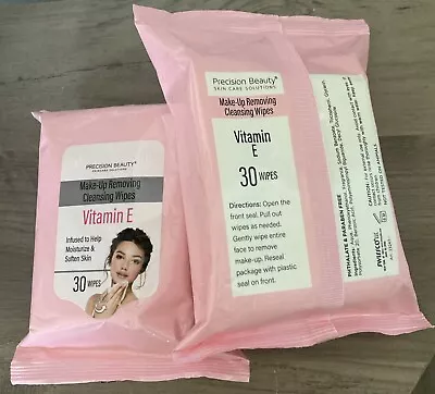 (2)Precision Beauty Make-Up Removing Cleansing Wipes W/Vitamin E 30 Count X2.New • $8.99