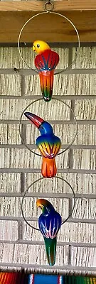 3 Talavera Bird Handmade Painted Ceramic Parrot Mexican Pottery Hanging Patio #9 • $34.98