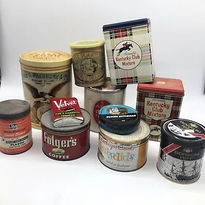 Huge Vintage Coffee/ Tobacco Lot Of Old Tins Folgers/ Kentucky & Much More EMPTY • $0.99