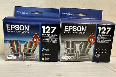 SET OF 5 GENUINE EPSON 127XL 2xBKACK CYANMAGENTAYELLOW (EXTRA HIGH-CAPACITY • $39.99