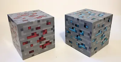 ThinkGeek Minecraft LIGHT UP BLOCKS Set Redstone Blue Diamond Ore Cube Tap Night • $14.99