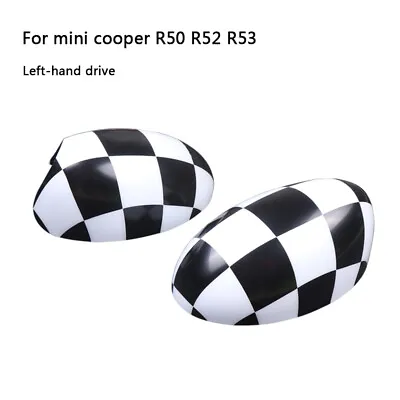 Checker Rearview Mirror Cover Cap Trim For Mini Cooper R50 R52 R53 Left Drive • $50.35