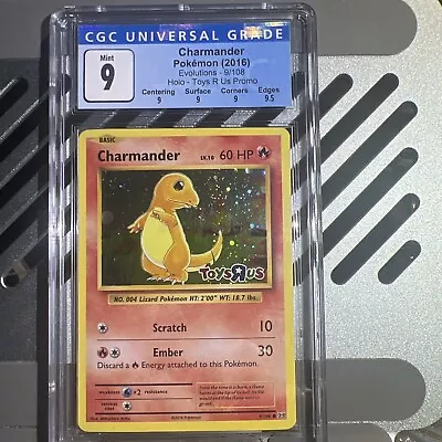 🔥CGC 9 Charmander Holo Toys R Us Promo Evolutions 2016 Pokemon Card #9 • $95