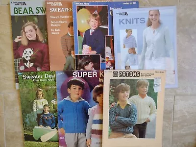 Lot Of 7 Knit Pattern Books Leaflets Vintage/ Etc Sweaters Adults And Children • $6