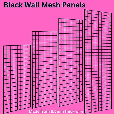 Black Grid Panels Extra Heavy Duty Wall Grid Mesh Panels- 5 Sizes W/ ACCESSORIES • £35.95