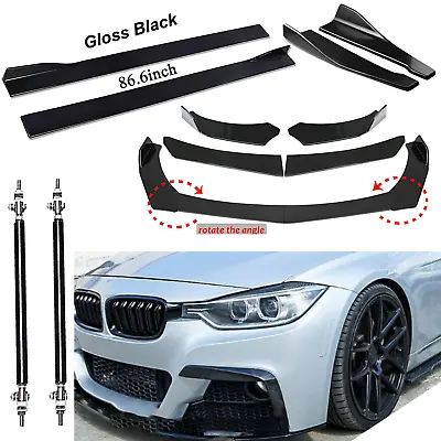 Front Bumper Lip Spoiler Splitter 86.6  Side Skirt Rear Lip For F30 E92 E90 E36 • $69.99