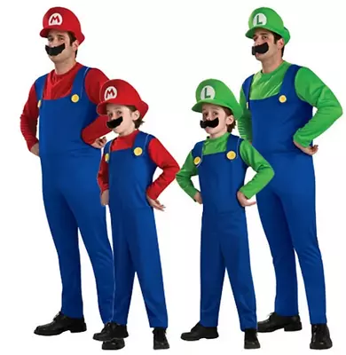 New Kids Boys Super Mario And Luigi Bros Fancy Dress Halloween Costume Plumber U • £8.90