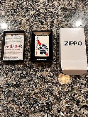 Zippo Pabst Blue Ribbon Design White Matte Windproof Lighter 48746 • $26