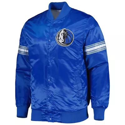 NBA Dallas Mavericks Royal Blue Satin Bomber Letterman Varsity Baseball Jacket • $85