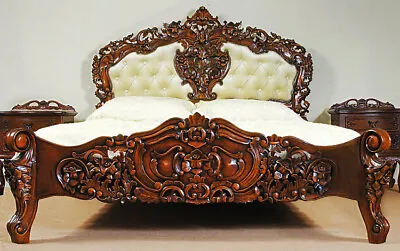 Double Rococo Bed 4ft6 Upholstered Headboard With Slats From Manufacturer 78249a • £1069