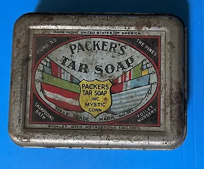 Packers Healing Tar Soap Tin Used Pieces Vintage Mystic Connecticut • $4