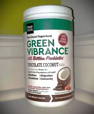 Vibrant Health Green Vibrance Chocolate Coconut Drink Powder 12.71 Oz • $29.99