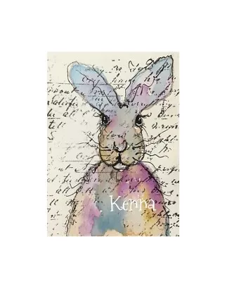 Painting ACEO ATC Artist Trading Card By Kenna Bunny Rabbit Collector Card Art • $15