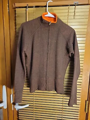 Mountain Hardwear Sarafin Wool Blend Cardigan Sweater Womens S Orange Rust Brown • $25