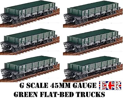 G SCALE 45mm GAUGE GREEN FLAT BED TRUCK FREIGHT GARDEN ROLLING STOCK TRAIN • £22.99