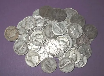 Lot Of (10) Mercury Dimes ~ 90% Silver Coins • $3.25