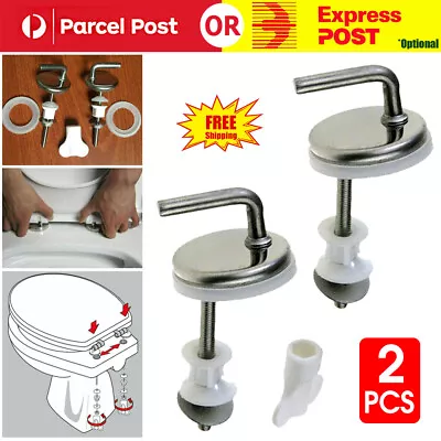 2Pcs Toilet Seat Fix Fitting Stainless Back To Wall Replace Quick Release Hinges • $19.35