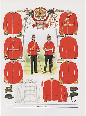 Vintage British Uniform Print 1868 - 71 Infantry Of The Line Officers • £27