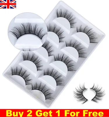 5 Pairs False Eyelashes Long Thick Natural Fake Eye Lashes Set Mink Makeup UK • £2.99