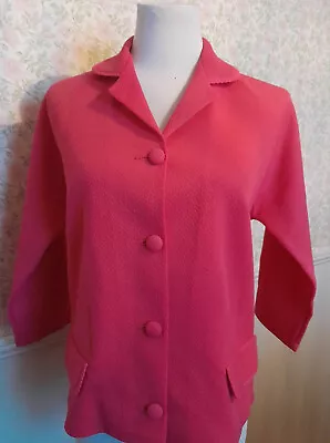 60's Vintage Crimpoline Pink Jacket Buttons Front Pockets Collar Detail New • $37