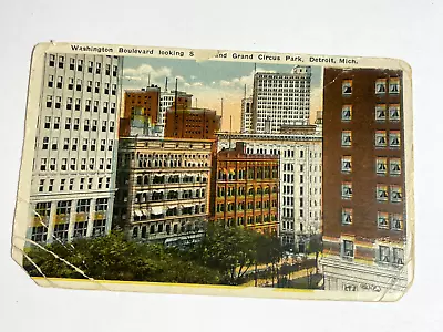 VINTAGE Detroit Michigan UNUSED Postcard Washington Boulevard | P339 • $2