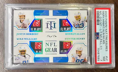 2020 National Treasures 1/1 Justin Herbert Allen Williams Henry Quad Patch • $2250