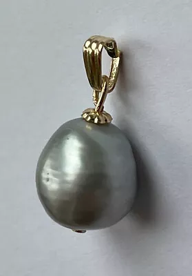 £9.90 • Buy 14 Ct Gold Filled South Sea Grey Baroque Pearl Pendant