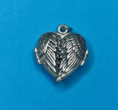 Sterling Silver Angel Wings Heart Locket Pendant • $39.99