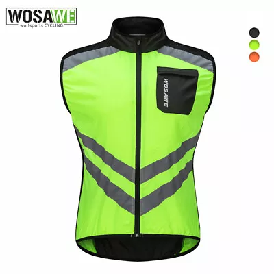 WOSAWE Reflective Safety Vest Pockets High Visibility Cycling Motorcycle Work • $24.87
