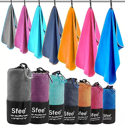 Sfee 2 Pack Microfiber Travel Towel Quick Dry Towel Camping Towel Beach Towel S • $11.84