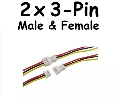 Micro JST 1.25 Mm Electrical Connector Wires 2-Pin & 3-Pin Male Female UK Seller • £3.69