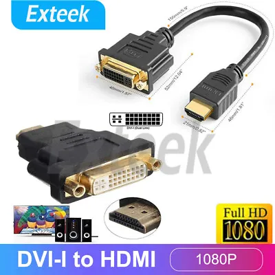 HDMI Male Plug To DVI Female Adapter DVI-I 24+5 Pin Dual Link Converter Cable AU • $3.85