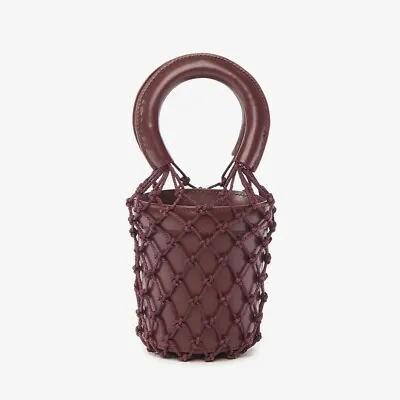 $149.99 • Buy STAUD Mini Moreau Leather And Macramé Bucket Bag In Bordeaux New With Tags