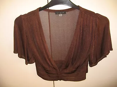 Ladies Beautiful COAST Brown Knit Shrug Size 10 Excellent Condition. Pre Owned • £5.99