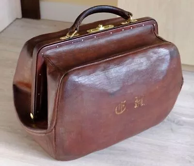 RARE Antique Vintage Gladstone Kit Doctor's Travel Petite French Bag Louis Dujat • $1046.96