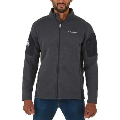 Spyder Men's Fleece Empire Full Zip Pockets Logo Jacket Black Size Medium NWT • $37.14