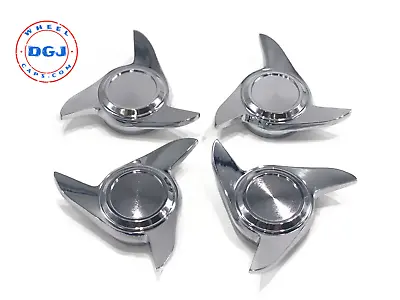 3 Bar Old School Cut Chrome Knock-Off Spinner Caps For Lowrider Wire Wheels • $169.99
