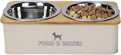 Double Dog Bowl Diner Set Elevated Pet Double Diner Dog Bowls Food Water Feedi • £23.43