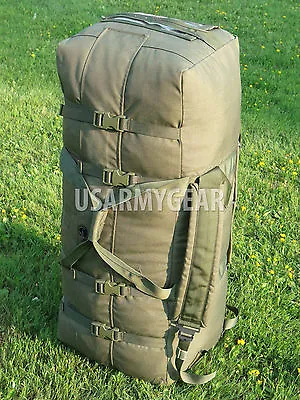 US Army Military Deployment Duffle Flight Sea Bag Back Pack OD USGI W. Flag VGC • $57.11