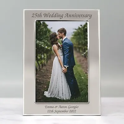 Personalised Silver 4x6 25th Wedding Anniversary Photo Frame Wedding Anniversary • £10.99